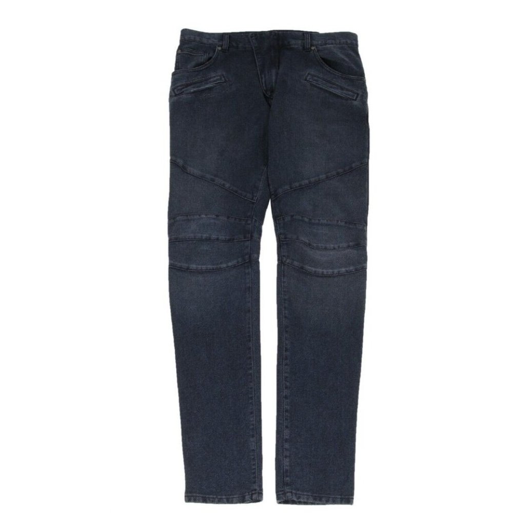 Pierre Balmain Mens Biker Jeans Size 36x36 Blue Indigo Skinny Denim Cotton Pants